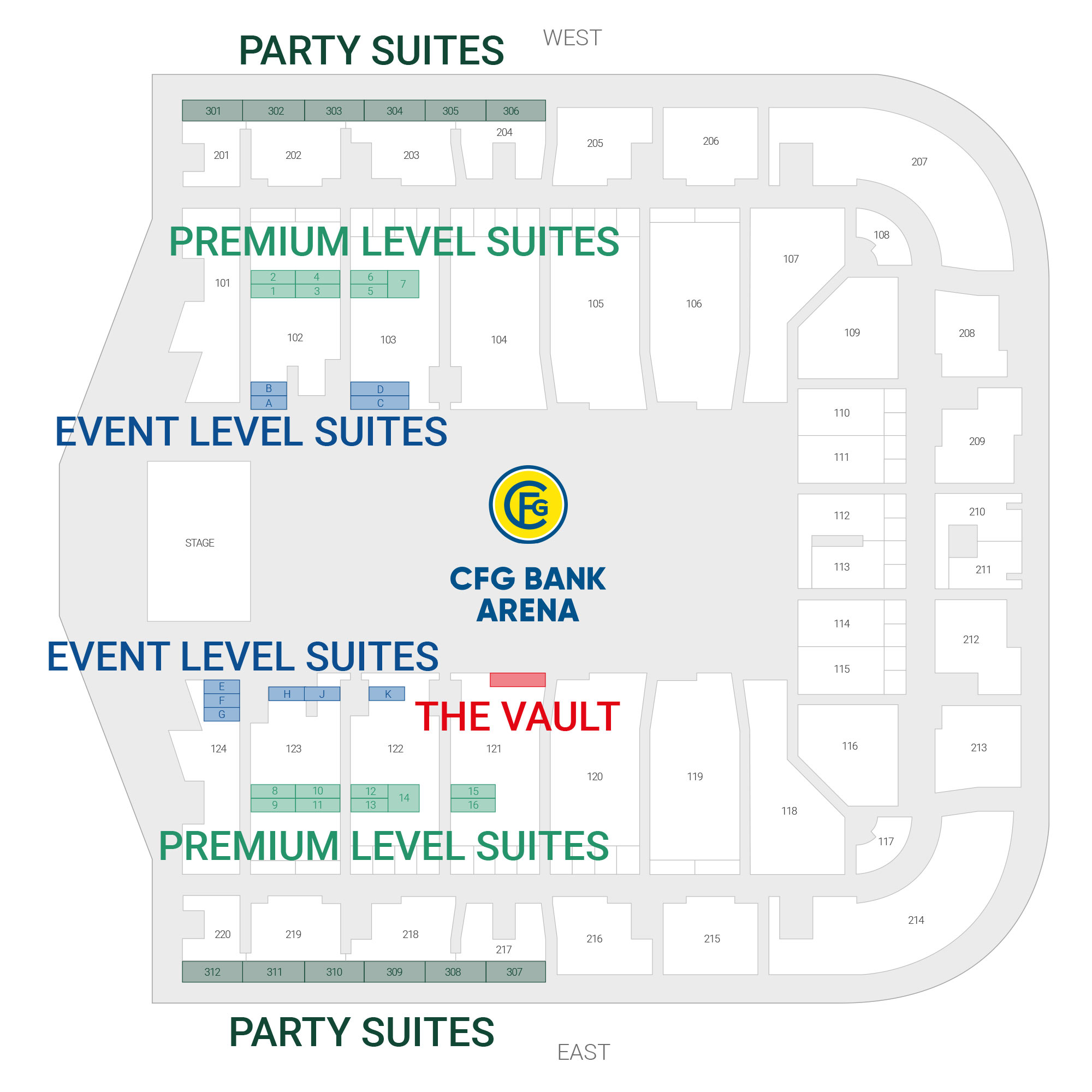 CFG Bank Arena /  Suite Map and Seating Chart